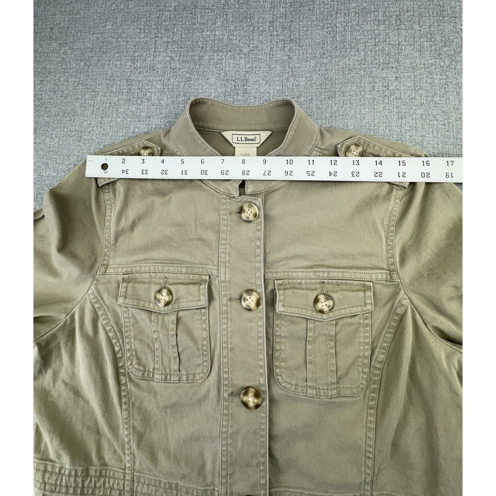 LL Bean Women's Classic Utility Cargo Jacket Beige. Sz Small Reg Cotton Spandex - Picture 6 of 9